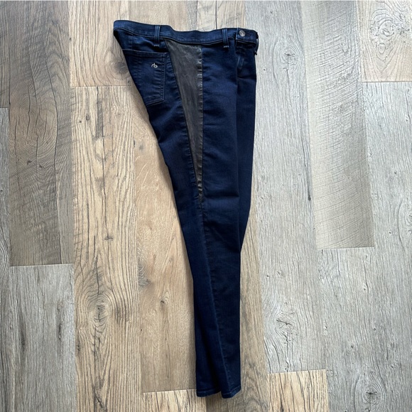Rag & Bone Navy Leather Side Denim Jeans 28 - Picture 8 of 12